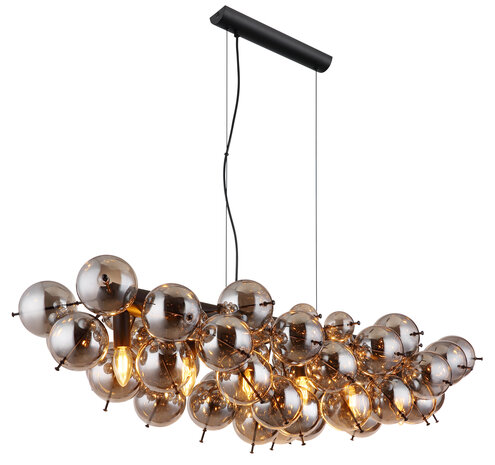 Globo Hanglamp Udo 6 lichts L 103 cm rook zwart Globo Hanglamp Udo 6 lichts L 103 cm rook zwart