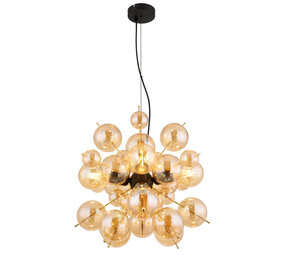 Globo Hanglamp Udo 4 lichts Ø 52 cm amber zwart Globo Hanglamp Udo 4 lichts Ø 52 cm amber zwart