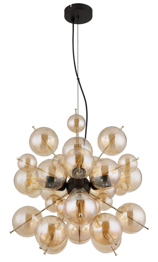 Globo Hanglamp Udo 4 lichts Ø 52 cm amber zwart Globo Hanglamp Udo 4 lichts Ø 52 cm amber zwart