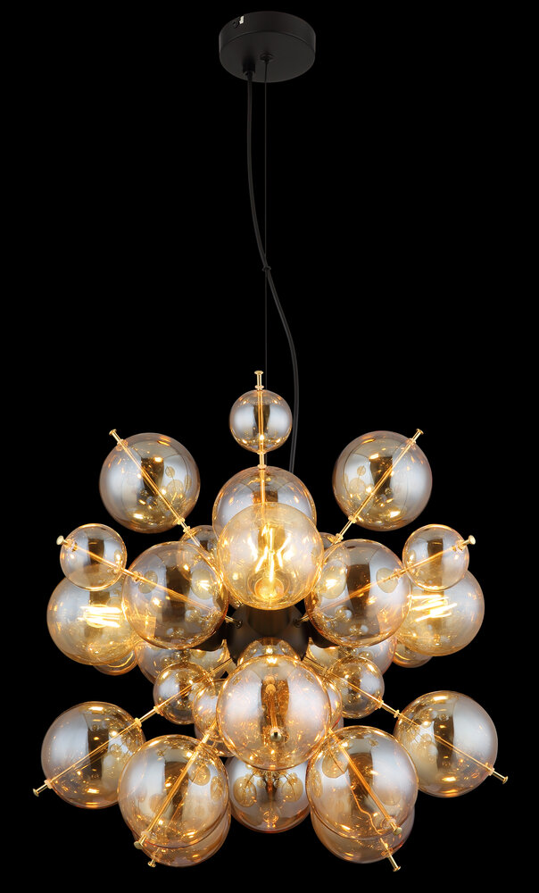 Globo Hanglamp Udo 4 lichts Ø 52 cm amber zwart Globo Hanglamp Udo 4 lichts Ø 52 cm amber zwart