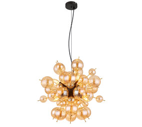 Globo Hanglamp Udo 6 lichts Ø 55 cm amber zwart Globo Hanglamp Udo 6 lichts Ø 55 cm amber zwart