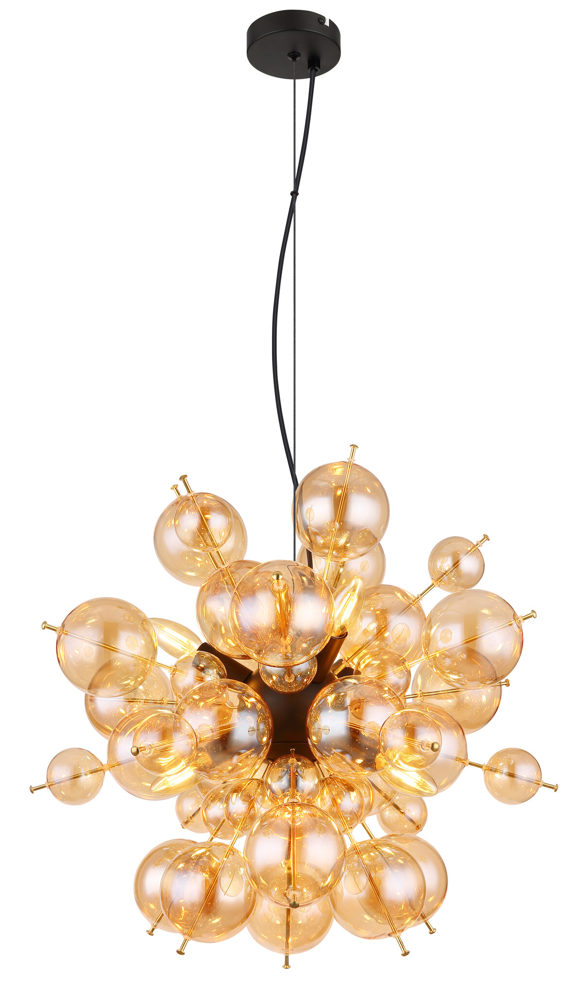 Globo Hanglamp Udo 6 lichts Ø 55 cm amber zwart
