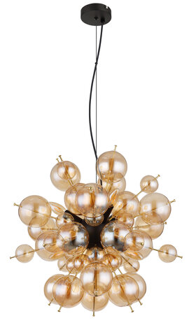 Globo Hanglamp Udo 6 lichts Ø 55 cm amber zwart Globo Hanglamp Udo 6 lichts Ø 55 cm amber zwart