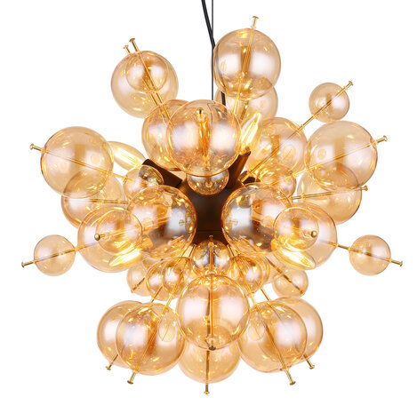 Globo Hanglamp Udo 6 lichts Ø 55 cm amber zwart Globo Hanglamp Udo 6 lichts Ø 55 cm amber zwart