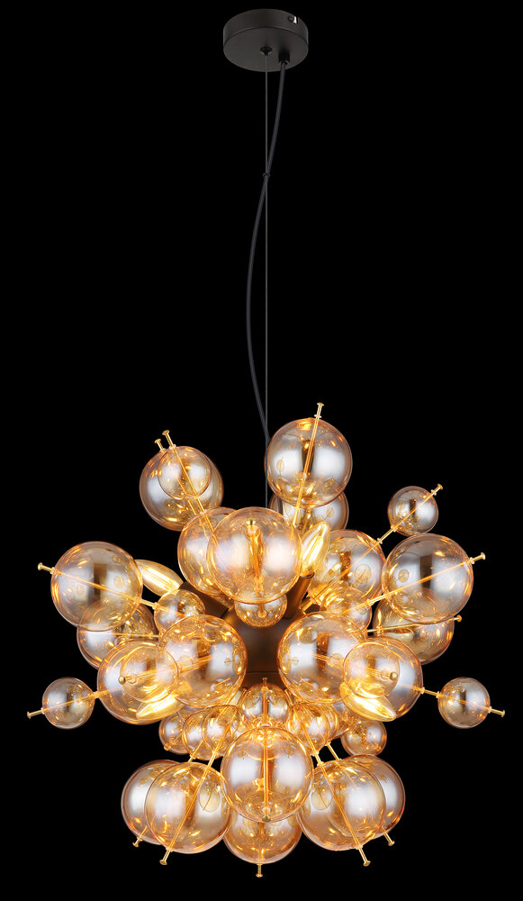 Globo Hanglamp Udo 6 lichts Ø 55 cm amber zwart Globo Hanglamp Udo 6 lichts Ø 55 cm amber zwart
