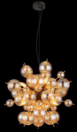 Globo Hanglamp Udo 6 lichts Ø 55 cm amber zwart Globo Hanglamp Udo 6 lichts Ø 55 cm amber zwart