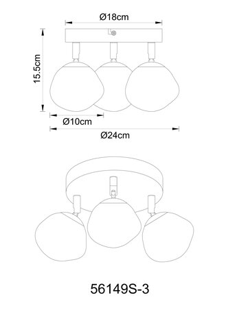 Globo Spot Arin 3 lichts Ø 24 cm zwart Globo Spot Arin 3 lichts Ø 24 cm zwart