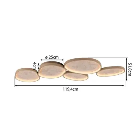 Just Light Plafondlamp Moonbraker 5 lichts L 120 cm beige Just Light Plafondlamp Moonbraker 5 lichts L 120 cm beige