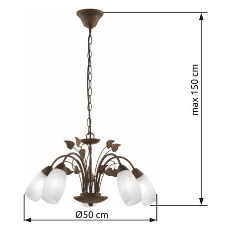 Globo Hanglamp Venezia 5 lichts Ø 50 cm bruin Globo Hanglamp Venezia 5 lichts Ø 50 cm bruin