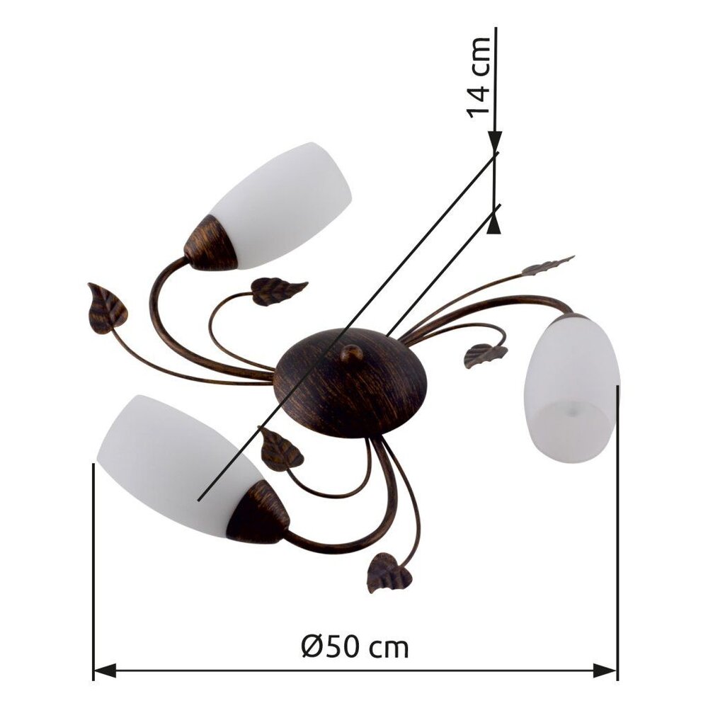 Globo Plafondlamp Venezia 3 lichts Ø 50 cm bruin Globo Plafondlamp Venezia 3 lichts Ø 50 cm bruin