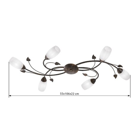 Globo Plafondlamp Venezia 6 lichts L 106 cm bruin Globo Plafondlamp Venezia 6 lichts L 106 cm bruin