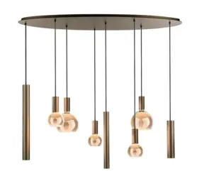 Ztahl Hanglamp Riva 8 lichts ovaal L 140 cm platinum