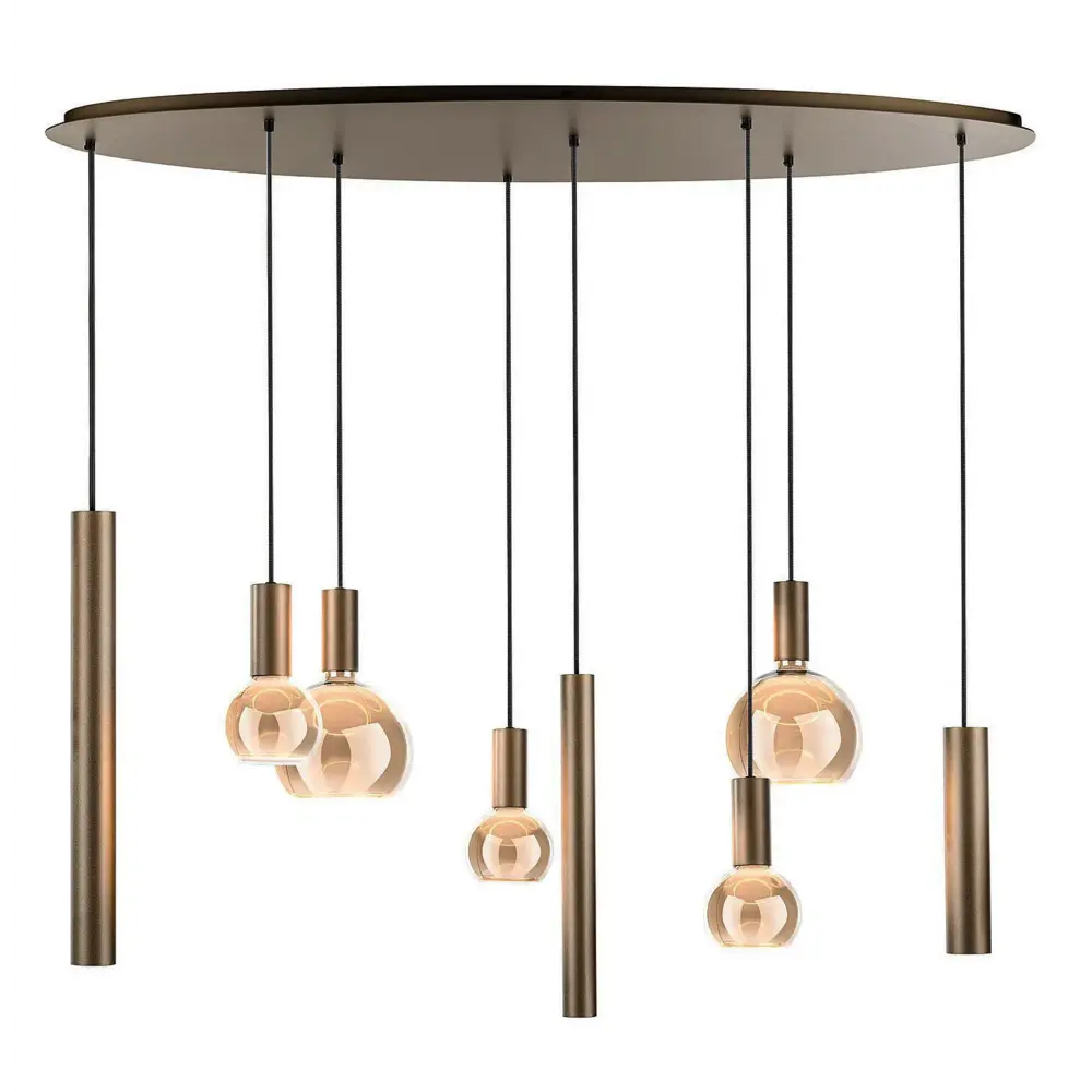 Ztahl Hanglamp Riva 8 lichts ovaal L 140 cm platinum