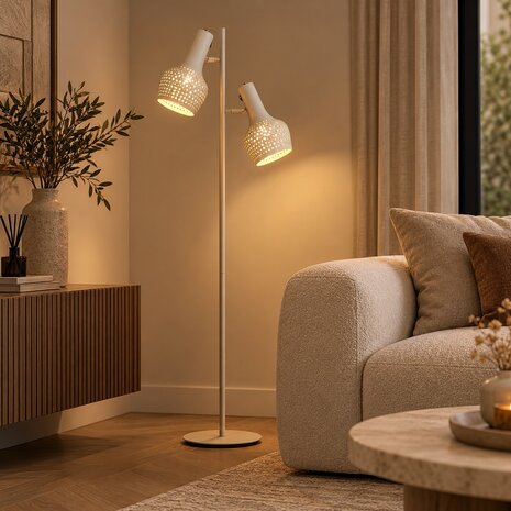 Freelight Vloerlamp Buco 2 lichts H 160 cm beige Freelight Vloerlamp Buco 2 lichts H 160 cm beige