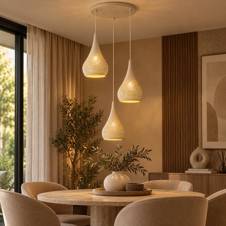 Freelight Hanglamp Buco 3 lichts Ø 48 cm beige