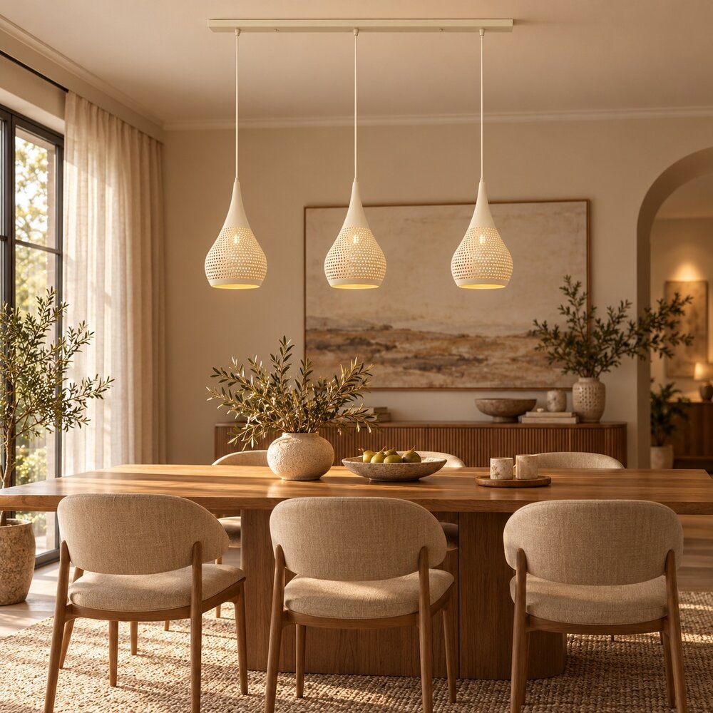 Freelight Hanglamp Buco 3 lichts L 110 cm beige