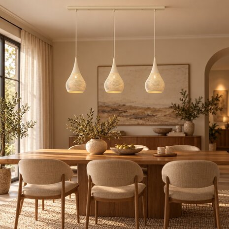 Freelight Hanglamp Buco 3 lichts L 110 cm beige