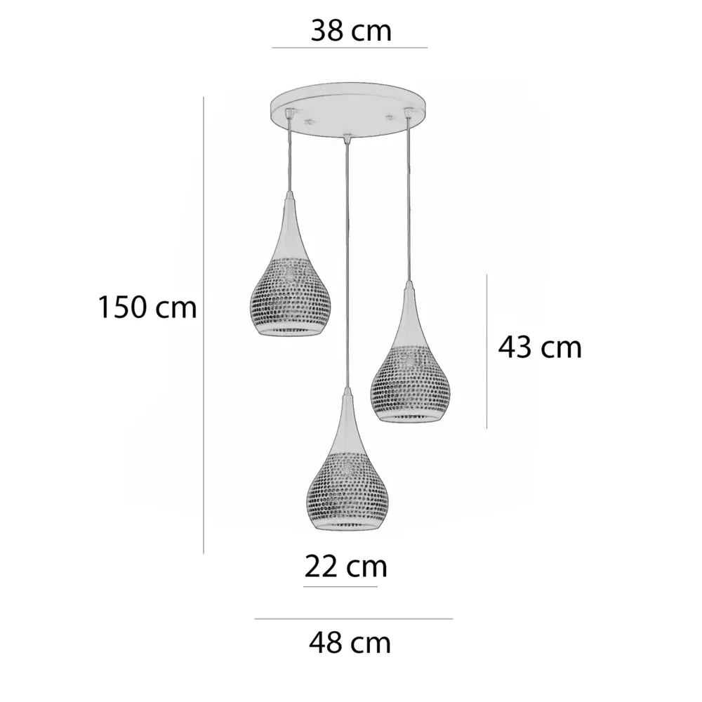 Freelight Hanglamp Buco 3 lichts Ø 48 cm beige