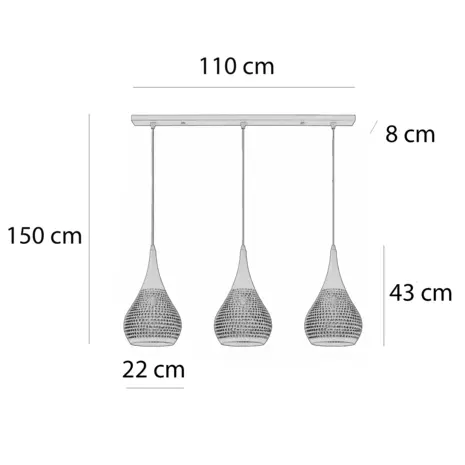 Freelight Hanglamp Buco 3 lichts L 110 cm beige