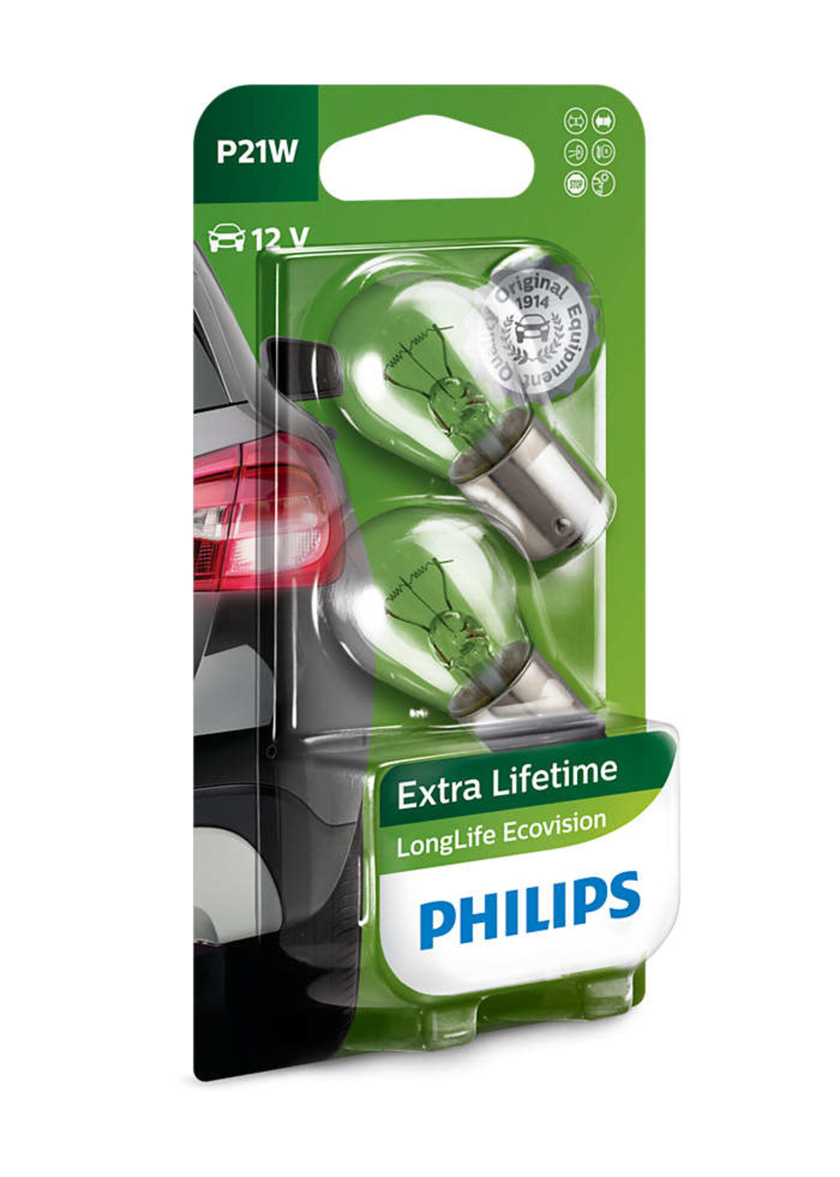 Philips Longlife Ecovision gloeilamp 12v 21w  Ba15s
