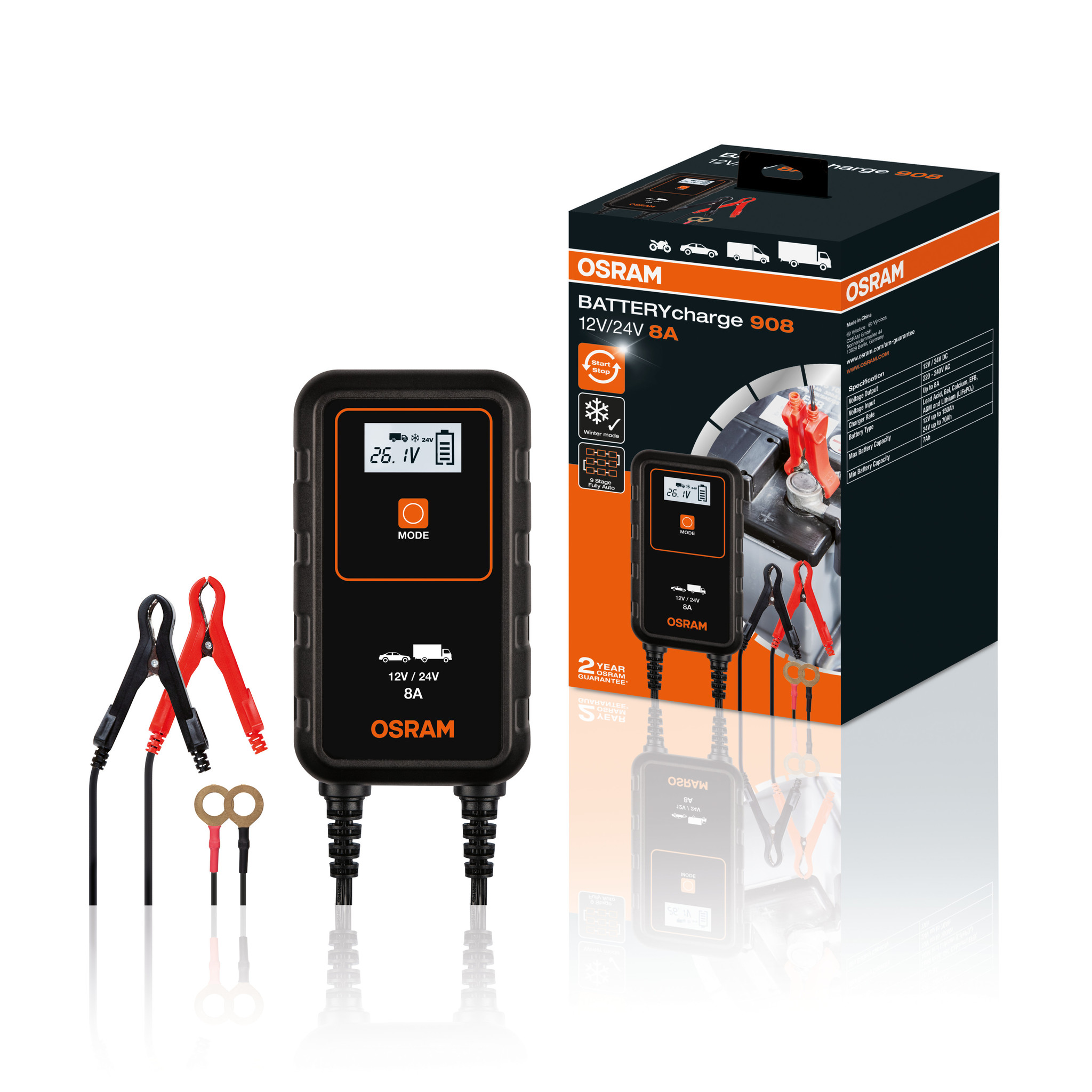 Osram acculader 12v  8A