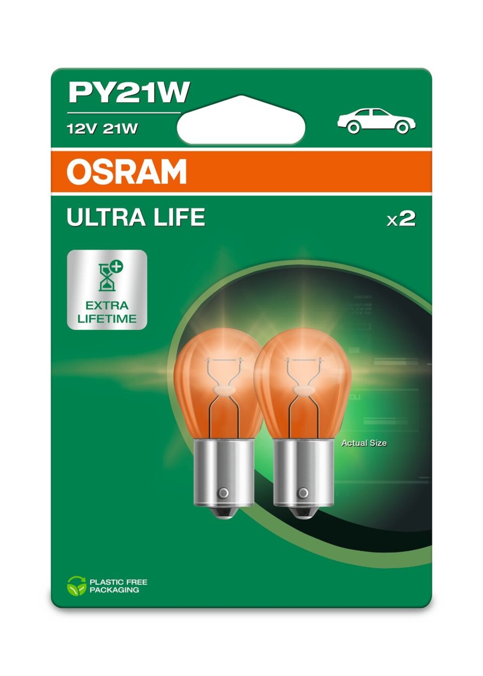 Osram Ultralife gloeilamp 12v 21w amber Bau15s