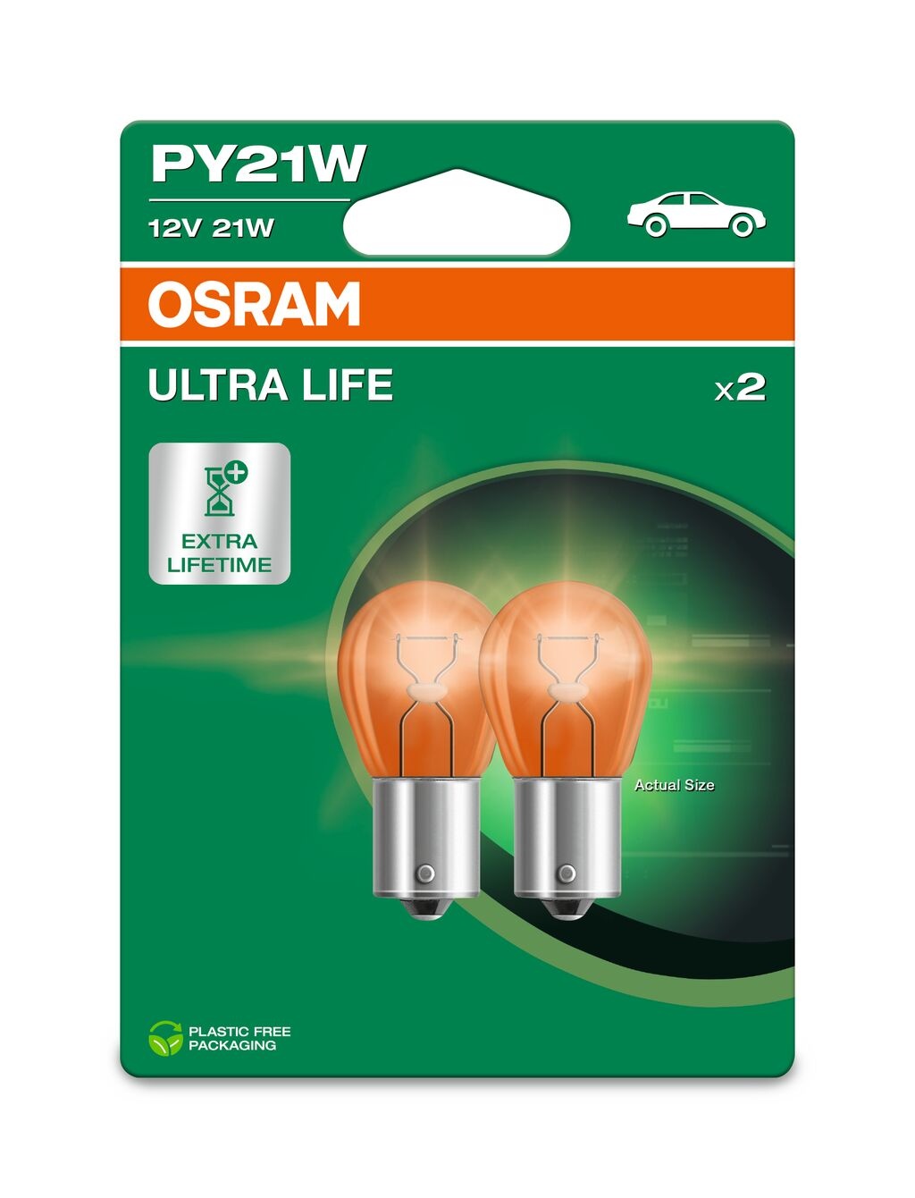 Osram Ultralife gloeilamp 12v 21w amber Bau15s