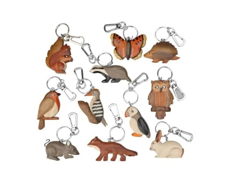keycraft Porte-clés bois animaux de la forêt 8 cm