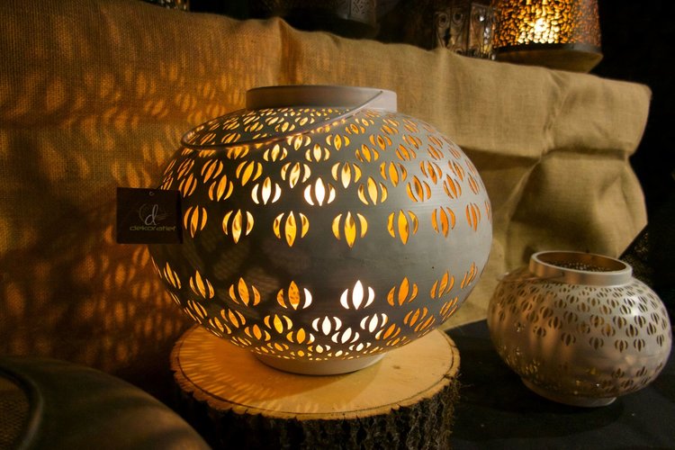 Dekoratief Lanterne boule cut out métal L