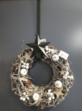 Dekoratief Couronne naturelle étoilles/boules de neige
