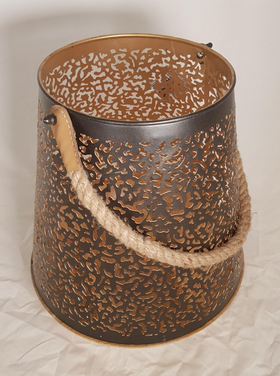 Dekoratief Lanterne anse corde, métal/bois