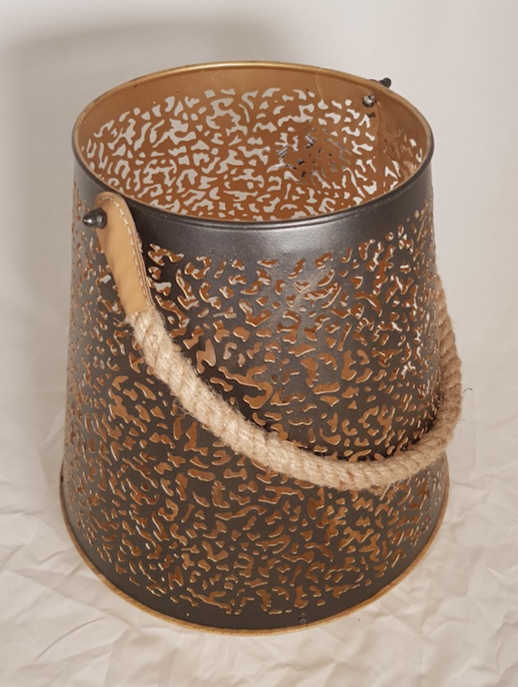 Dekoratief Lanterne anse corde, métal/bois