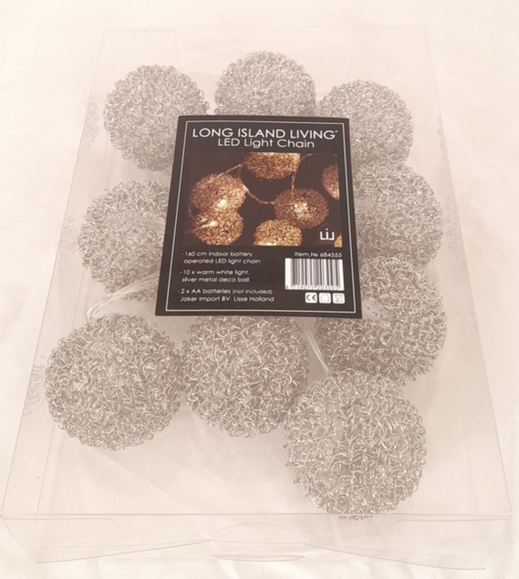 Home Society Guirlande LED boules argentées