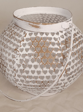 Dekoratief Bougeoir rond métal blanc - coeurs