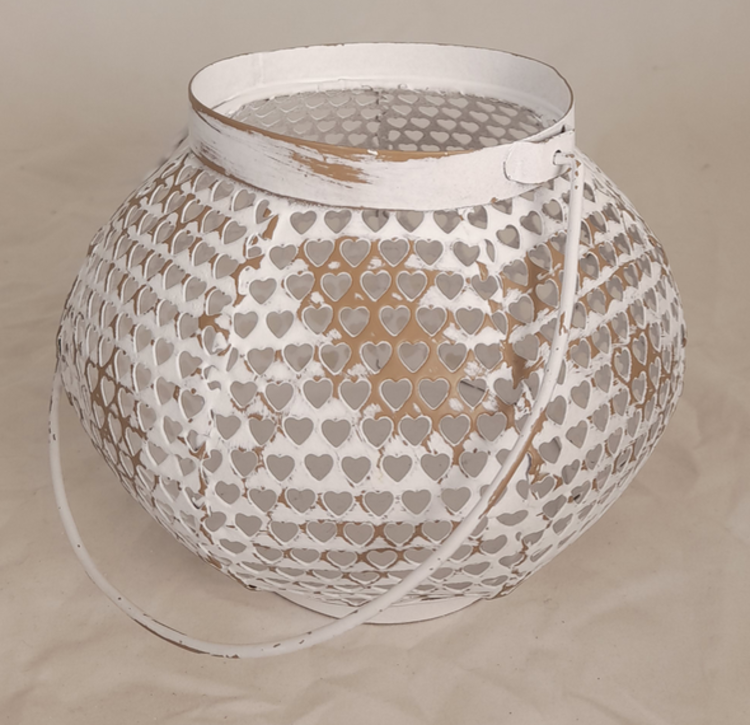 Dekoratief Bougeoir rond métal blanc - coeurs