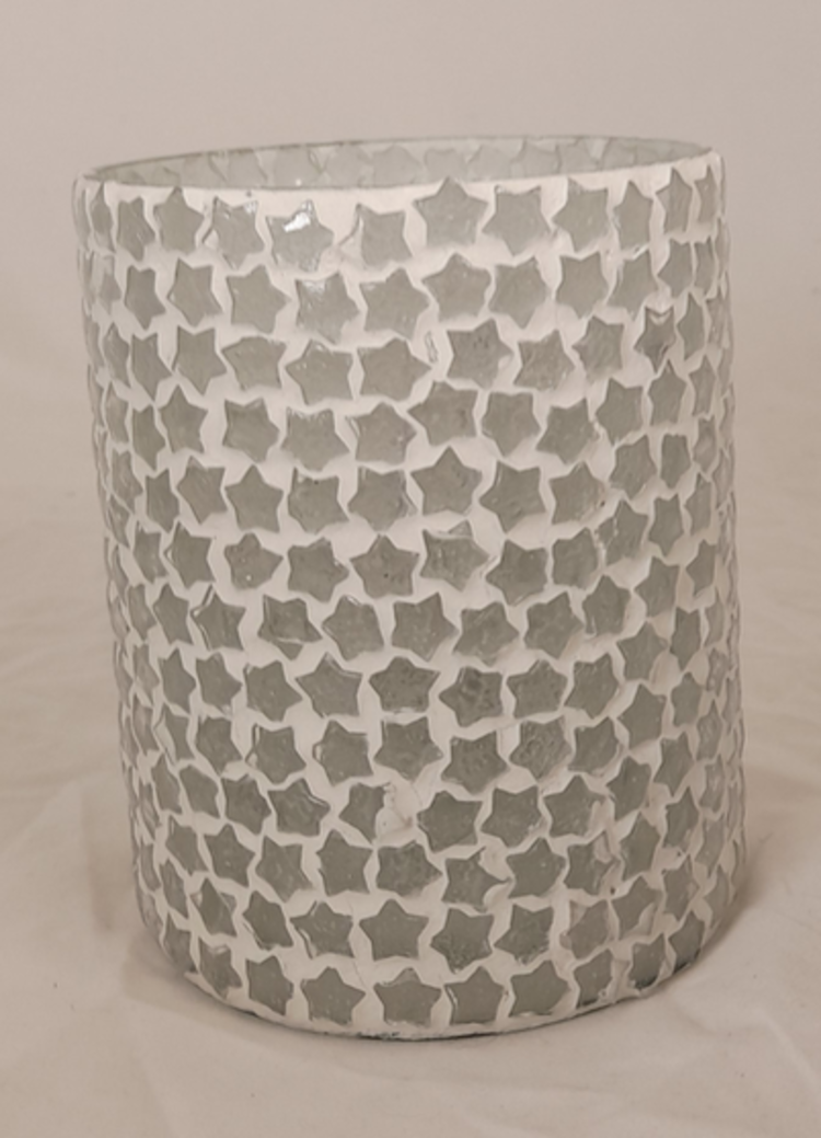 Dekoratief Bougeoir pt verre mosaïque blanc