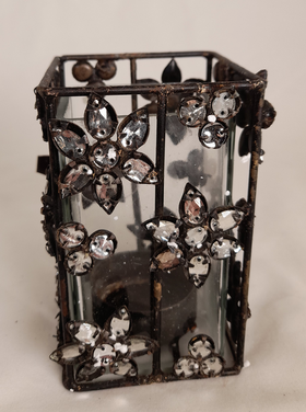 Dekoratief Photophore rect., métal et pierres