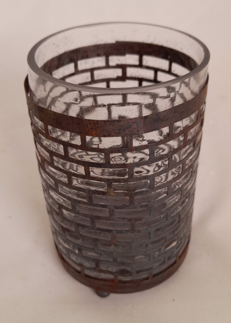 Home Society Photophore verre métal effet rouillé L