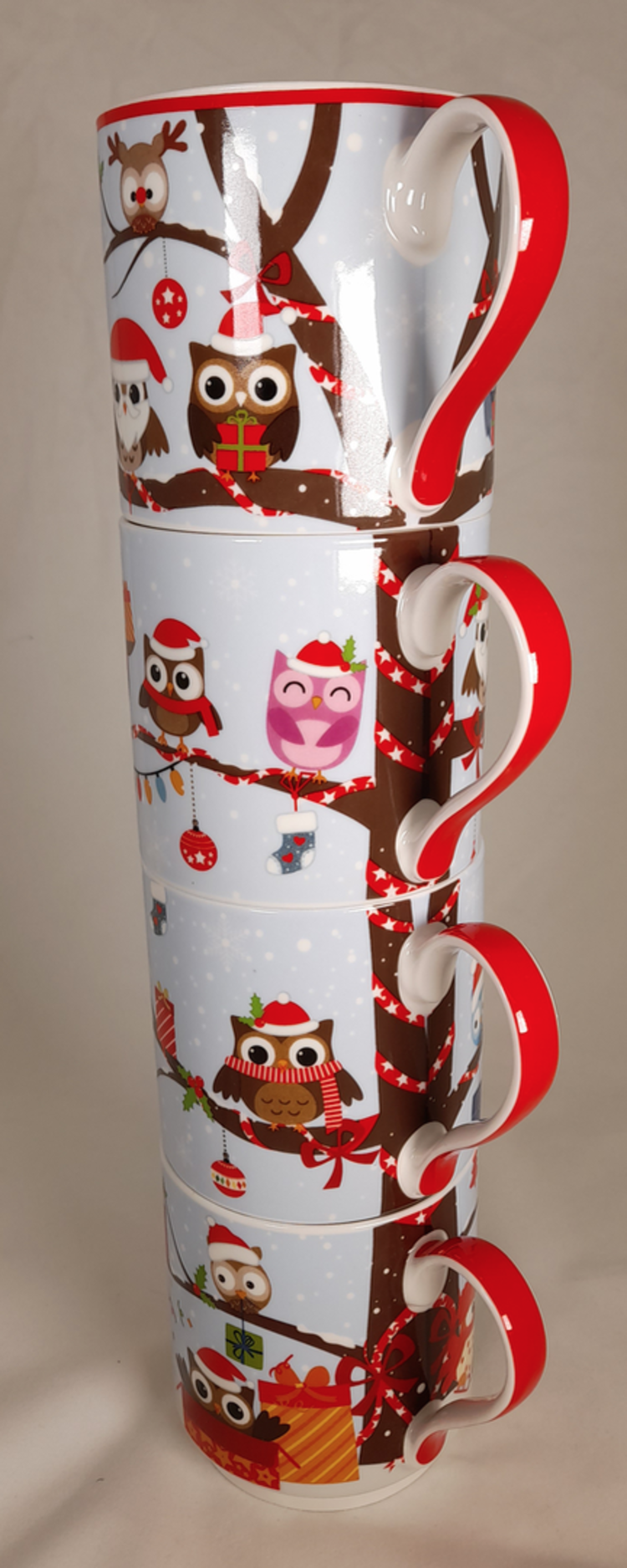 Dekoratief Boite de 4 mugs empilables 'Chouette'