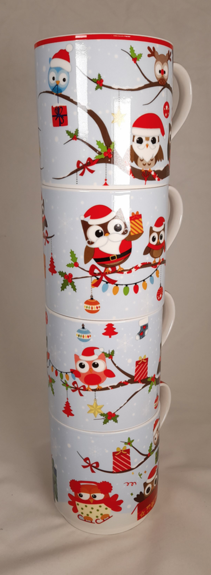 Dekoratief Boite de 4 mugs empilables 'Chouette'