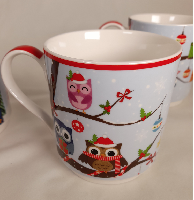 Dekoratief Boite de 4 mugs empilables 'Chouette'