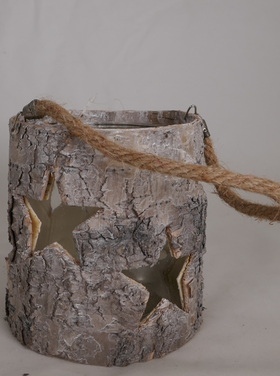 Dekoratief Photophore écorce rond + étoiles