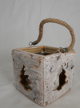 Dekoratief Photophore carré écorce bouleau