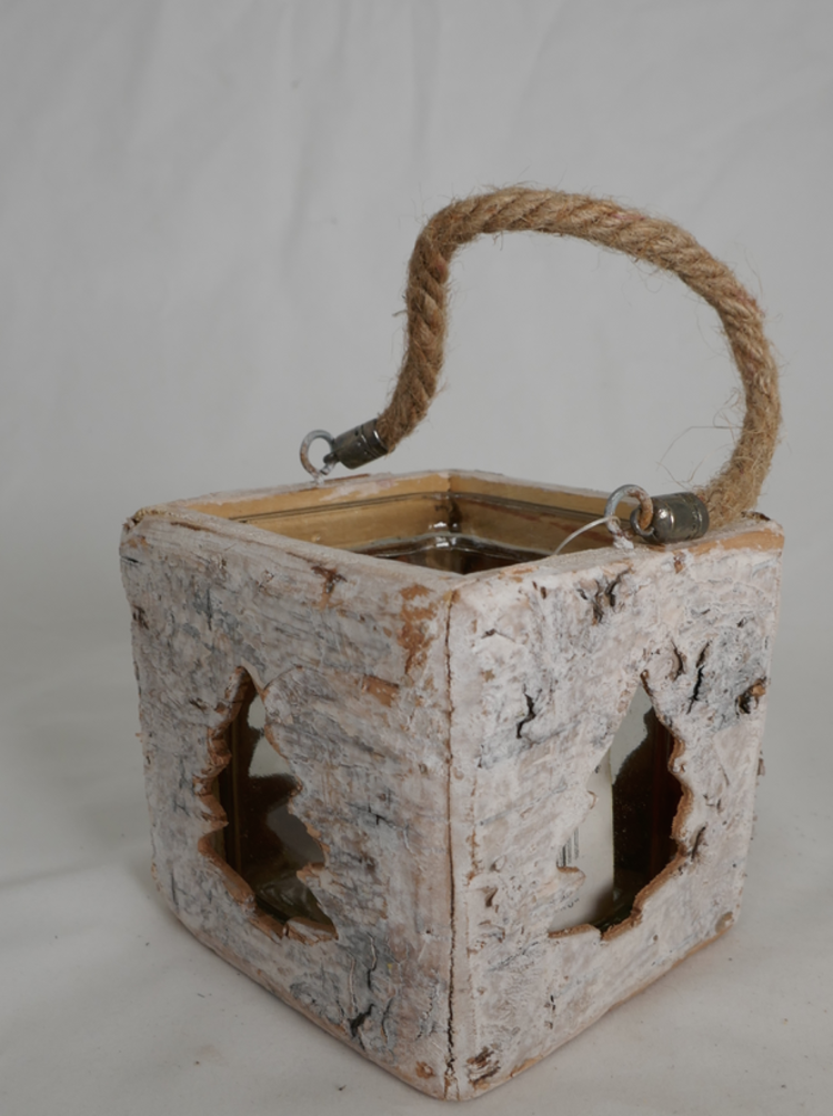 Dekoratief Photophore carré écorce bouleau