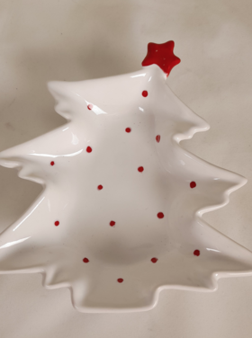 Dekoratief Coupelle céramique arbre rouge/blanc