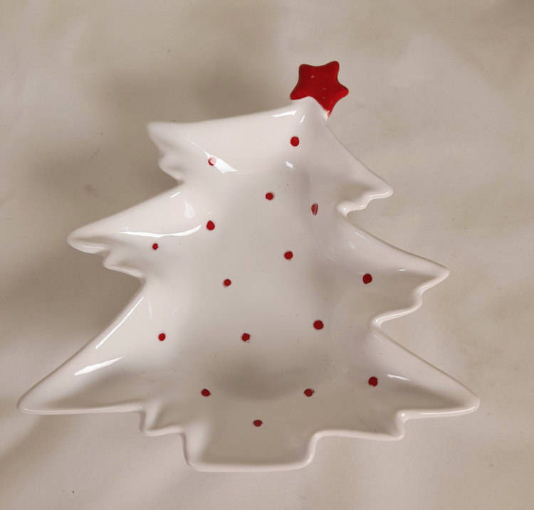 Dekoratief Coupelle céramique arbre rouge/blanc