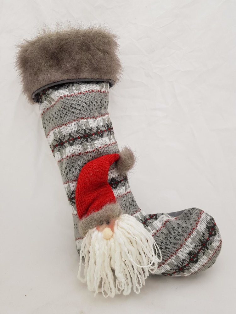 La Galleria Chaussette tricot gris Père Noël