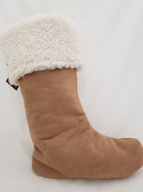 Dekoratief Chaussette en suédine, camel/écru