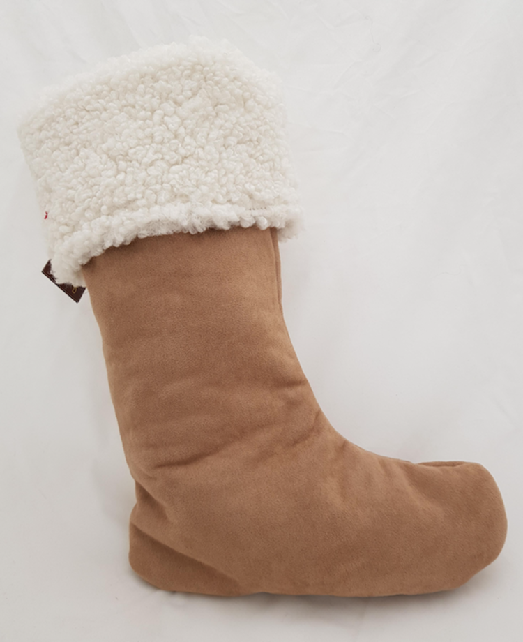 Dekoratief Chaussette en suédine, marron/écru