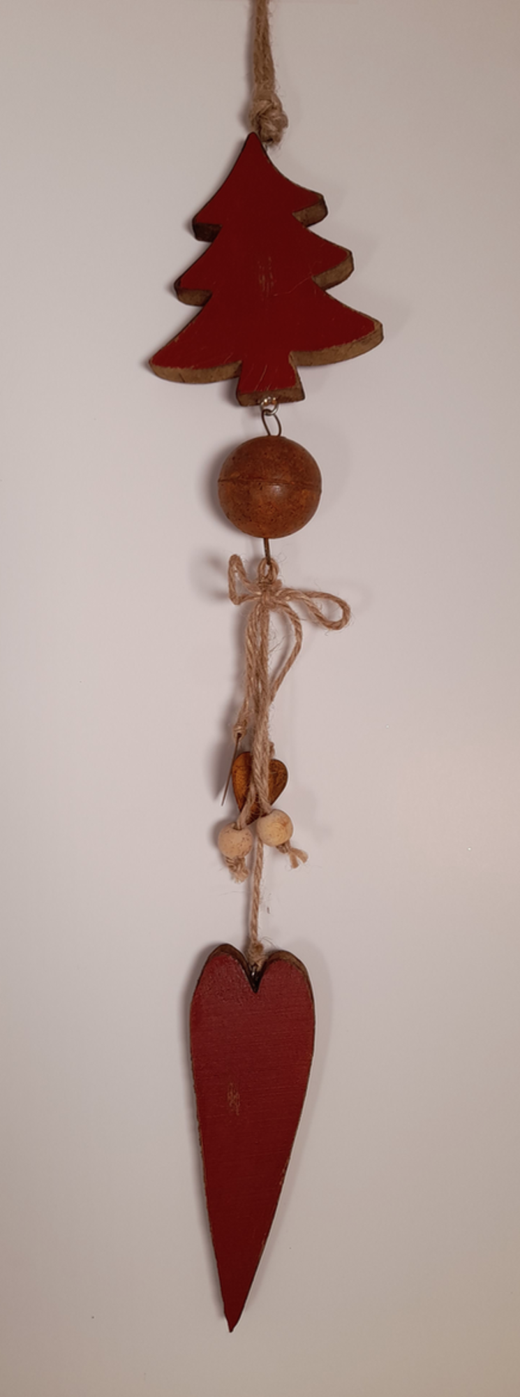 Dekoratief Pendentif bois arbre  rouge  9x35cm. 2ass.